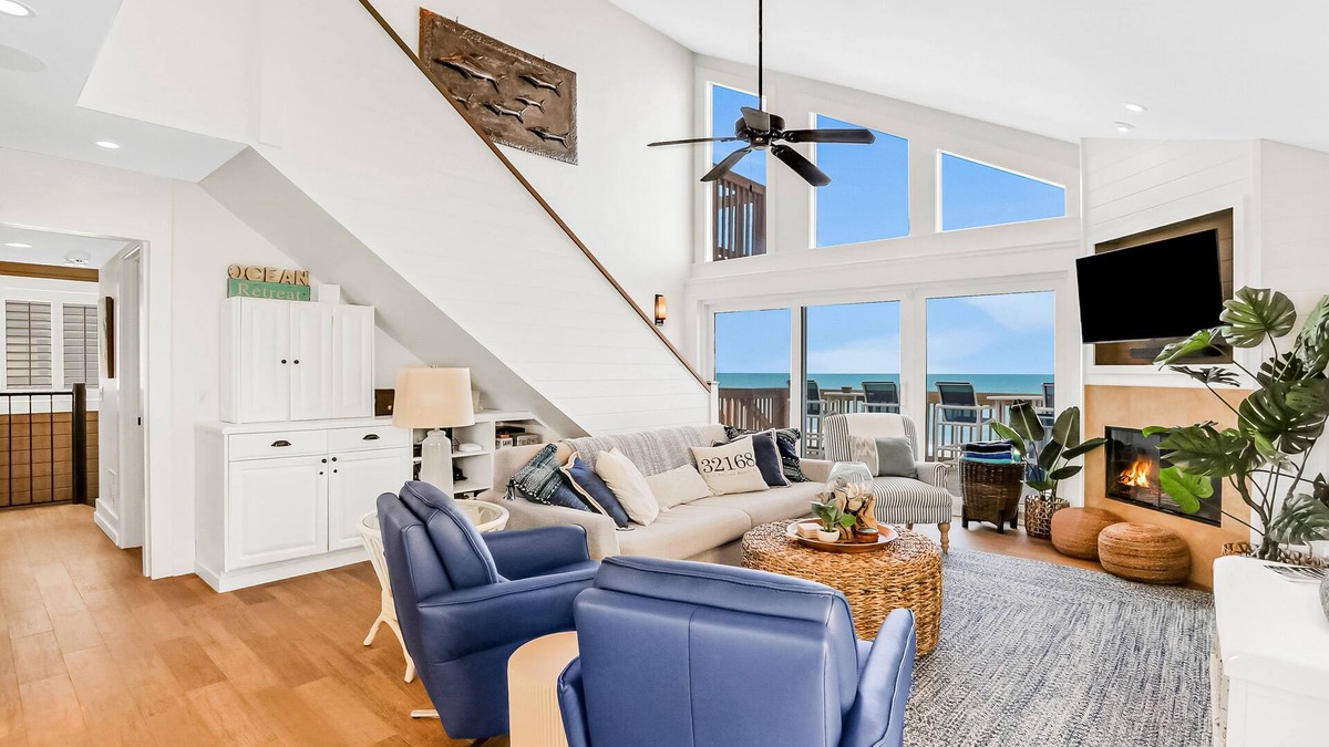 Bethune Beach House | Dog-friendly beachfront home with beach access, grill, balconies, & ocean views