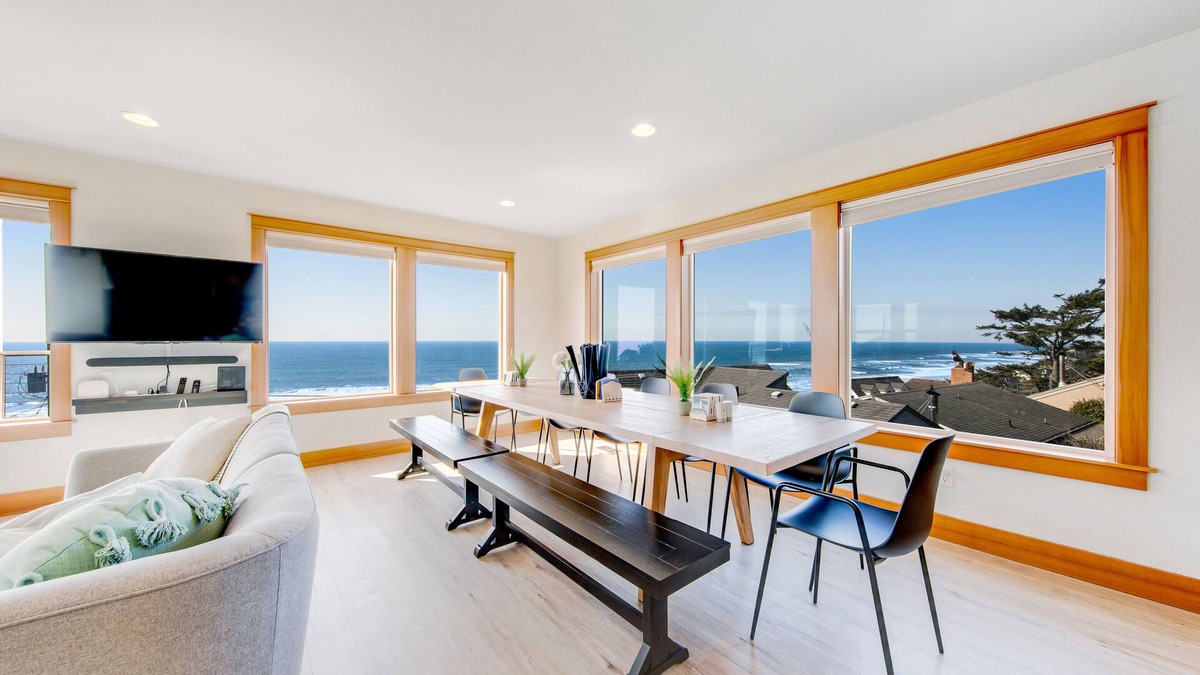Lincoln City House | Dog-Friendly Coastal Retreat w/Ocean Views, Private Hot Tub, & Gourmet Kitchen