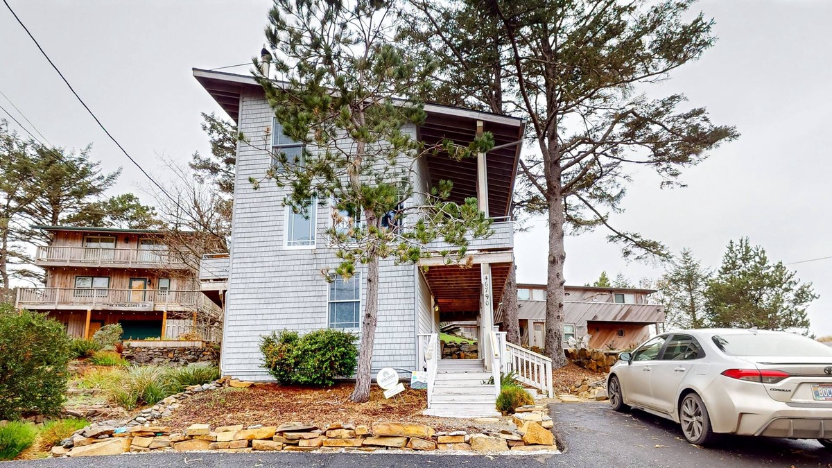 Neskowin House | Dog-friendly home with wetlands view, deck, fireplace, outdoor shower