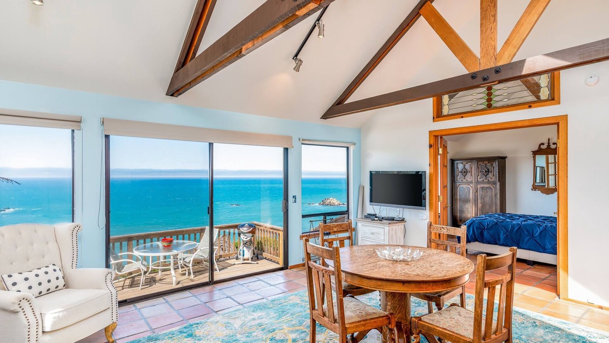 Gualala Cottage | Dog-friendly, ocean-view cottage with private hot tub, deck, & free EV charger