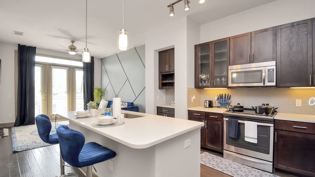South Central Houston Apartment | Downtown Elegance: Upscale Hideaway/King Bed/Free Garage Parking