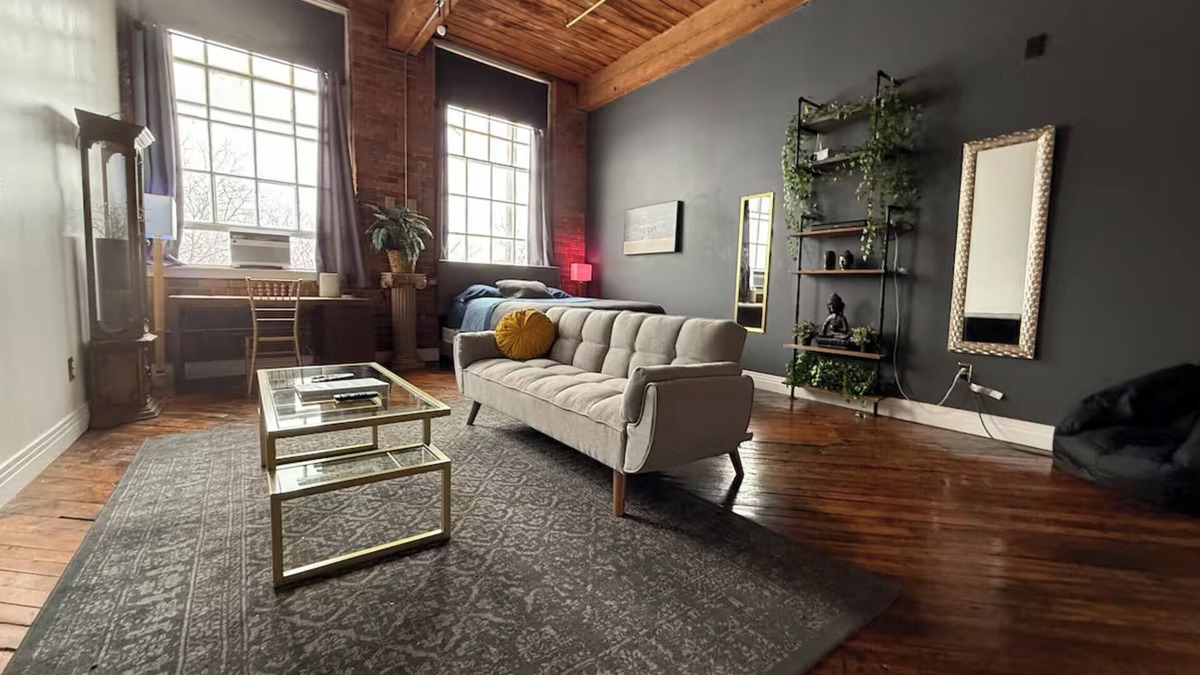 Detroit Apartment | Downtown: Riverfront Chillout Loft w Projector