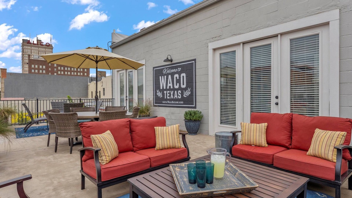 Brazos Condo | Downtown Waco retreat! 2 blocks to Magnolia Silos! Huge private balcony!