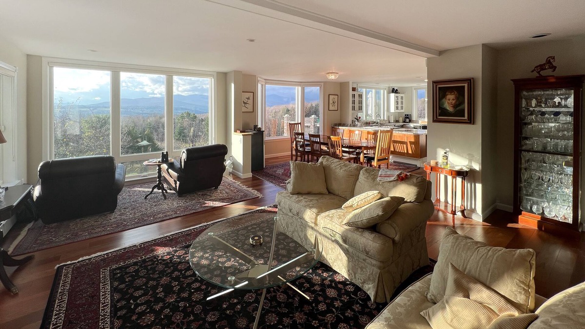 Waterbury Center House | Elegant & renewed mountain-view home with private hot tub, large deck & backyard