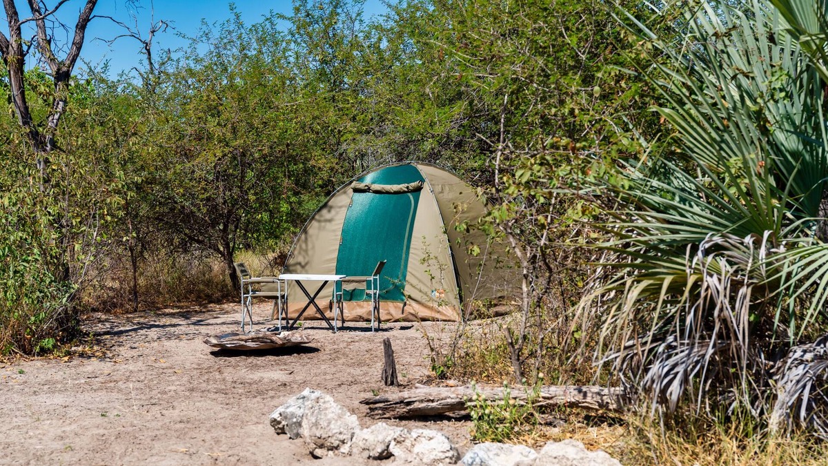 Maun RV Rental | Empty campsite in natural farm between Maun and Moremi