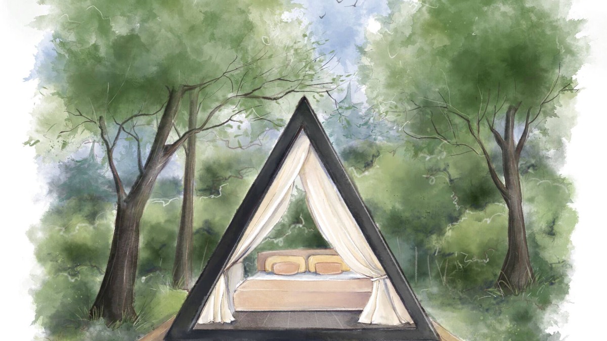 Fennville RV Rental | Enjoy the simplicity and elegance of a cozy bedroom in the woods.