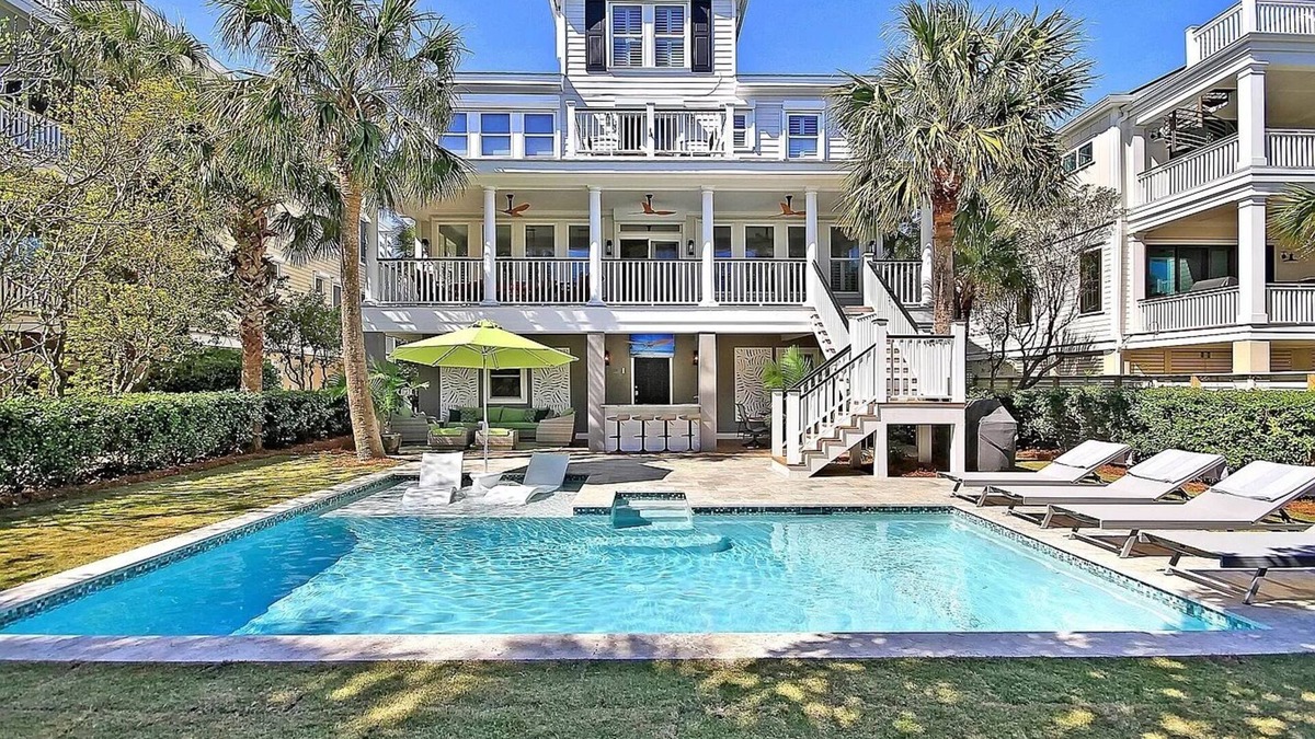 Isle of Palms House | Exclusive 5K sq ft Home w/Backyard Oasis & Salt Water Heated Pool, Steps 2 Beach