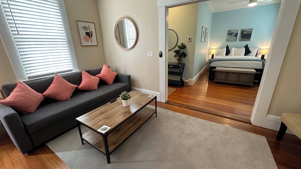 Historic Hill Apartment | Exposed Brick 1 Bed/1 Bath/Pullout Sofa/Dog Friendly Large Suite (Sleeps 4) Downtown Newport