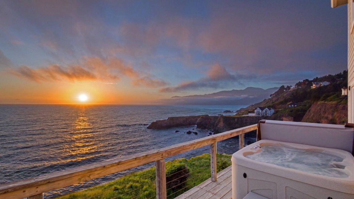 Shelter Cove Condo | Exquisite Oceanview! by OceanviewHotTubs Tesla Charging Shelter Cove Oceanfront