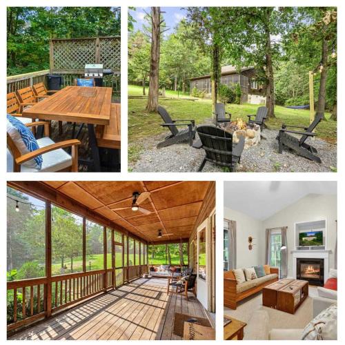 Luray House | Family Screened Porch with Swing Fire Pit Grill and Deck