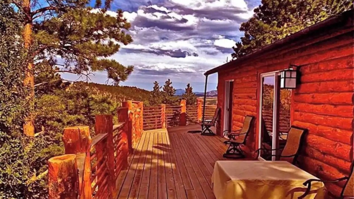 Bailey Cabin | Fawn Haven Cabin Bailey Colorado Huge Deck with View and 1 Acre Fenced Dog Run