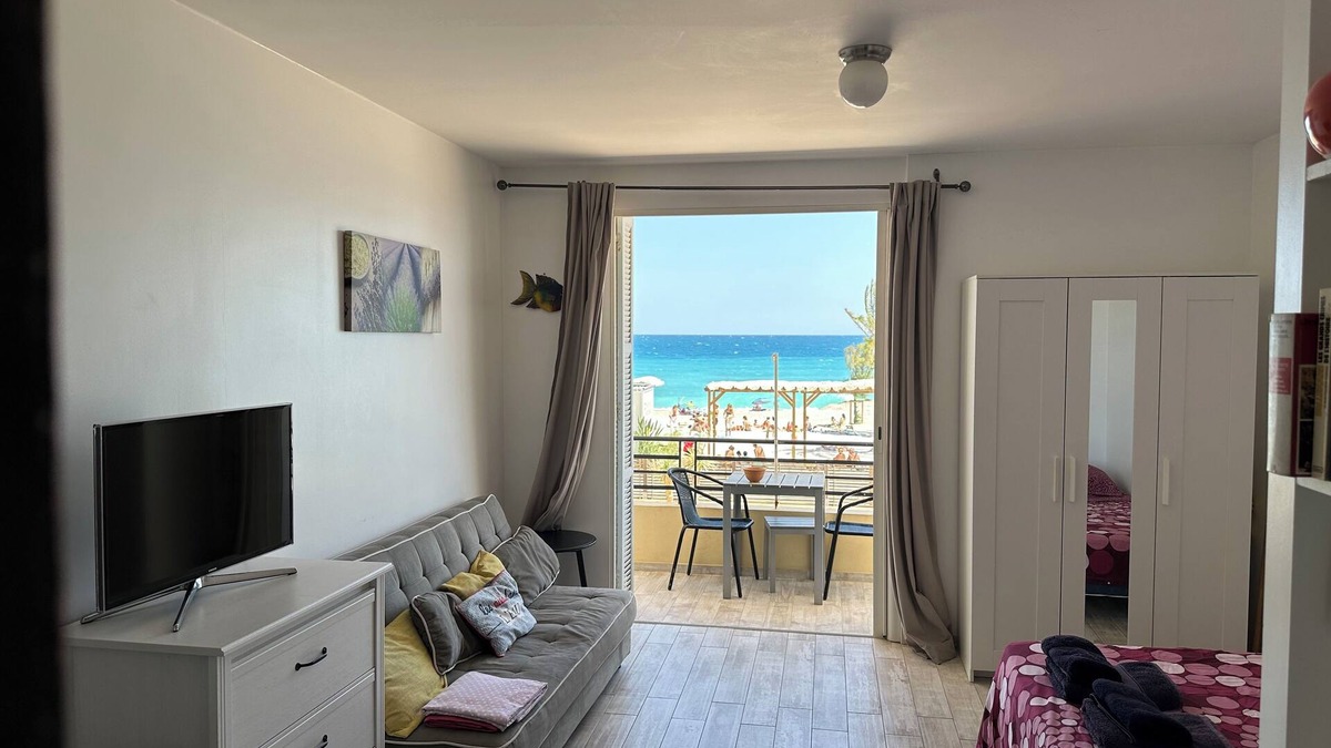 Villeneuve Loubet Beach Apartment | Feet in the water, the view of the beach and the sea
