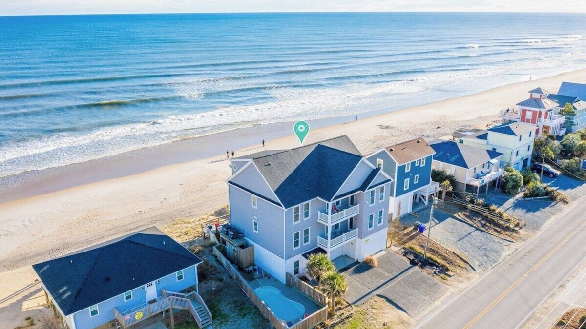 Surf City House | Flip Flops - Oceanfront - Private Pool & Hot Tub - Elevator