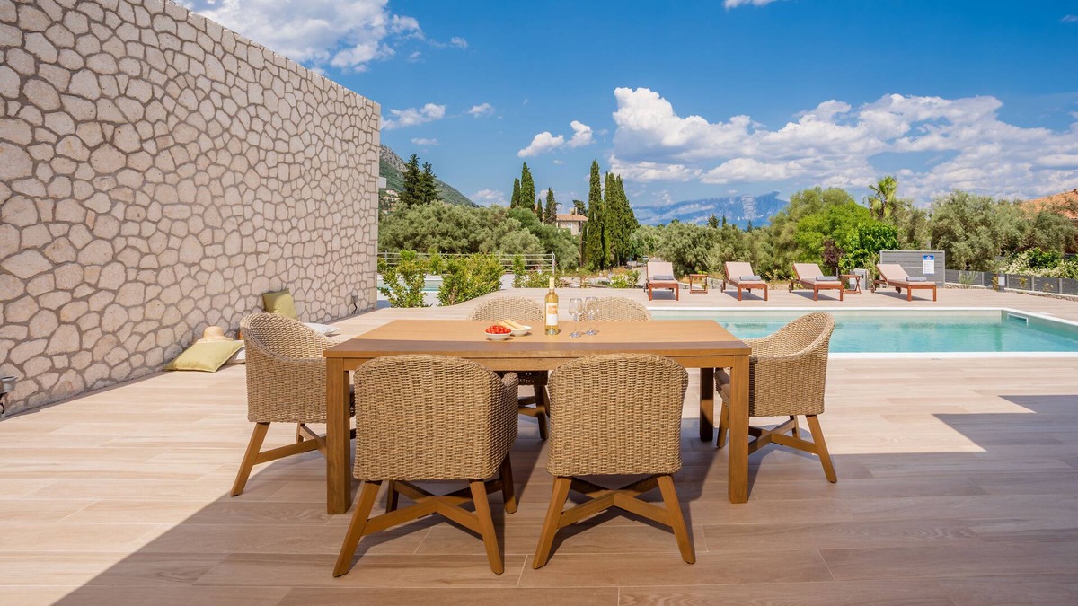 Nidri Villa | FORUM VILLAS CHIC MODERN STONE VILLA private pool nr Nidri and Beach