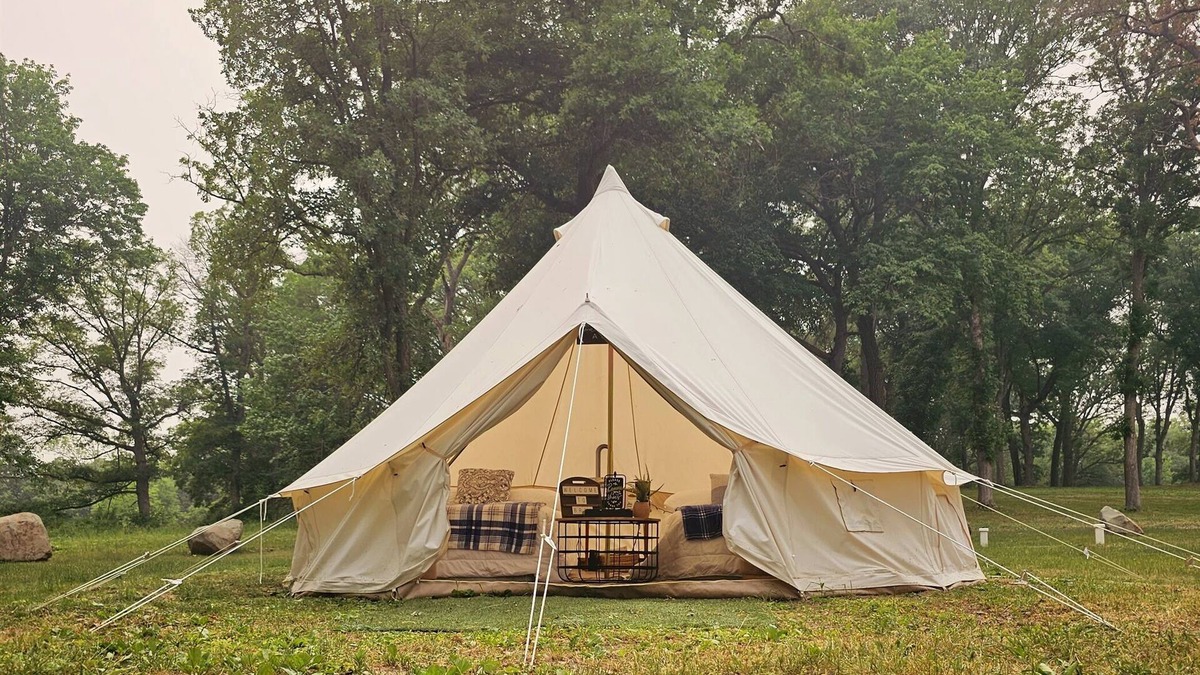 St Croix Falls RV Rental | Glamp Tent at Historic estate Big Rock Creek