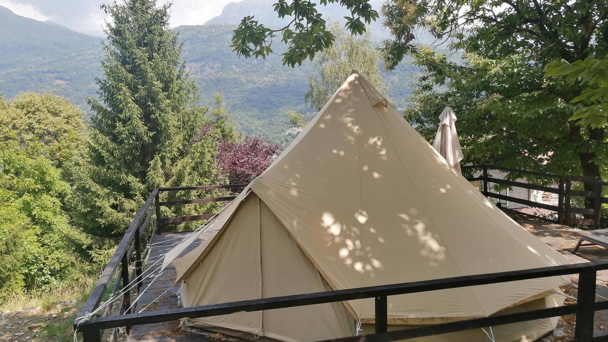 Bene Lario RV Rental | Glamping 'C Selva Tenda Castagno' with Private Pool, Private Garden and Wi-Fi