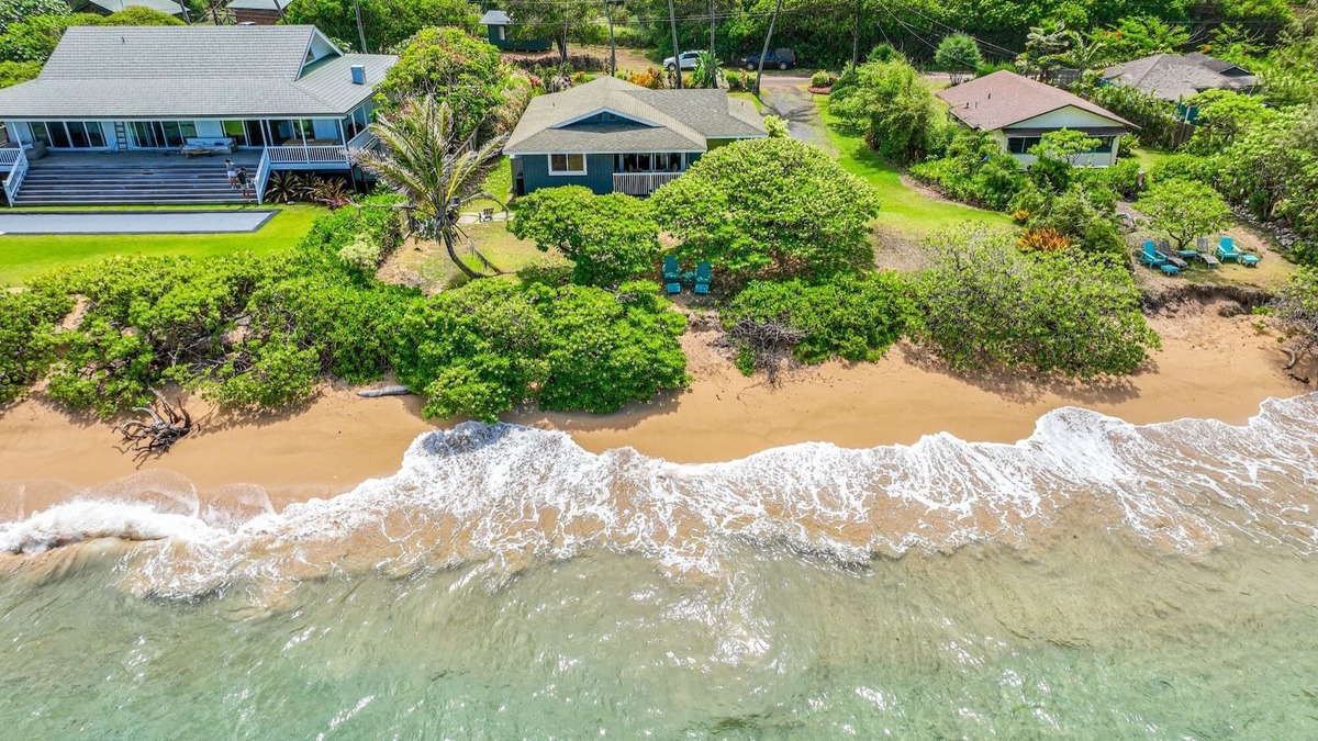 Anahola House | Hale Makai Beachfront Home, AC, Oceanfront on Anahola Bay, TVNC# 5065