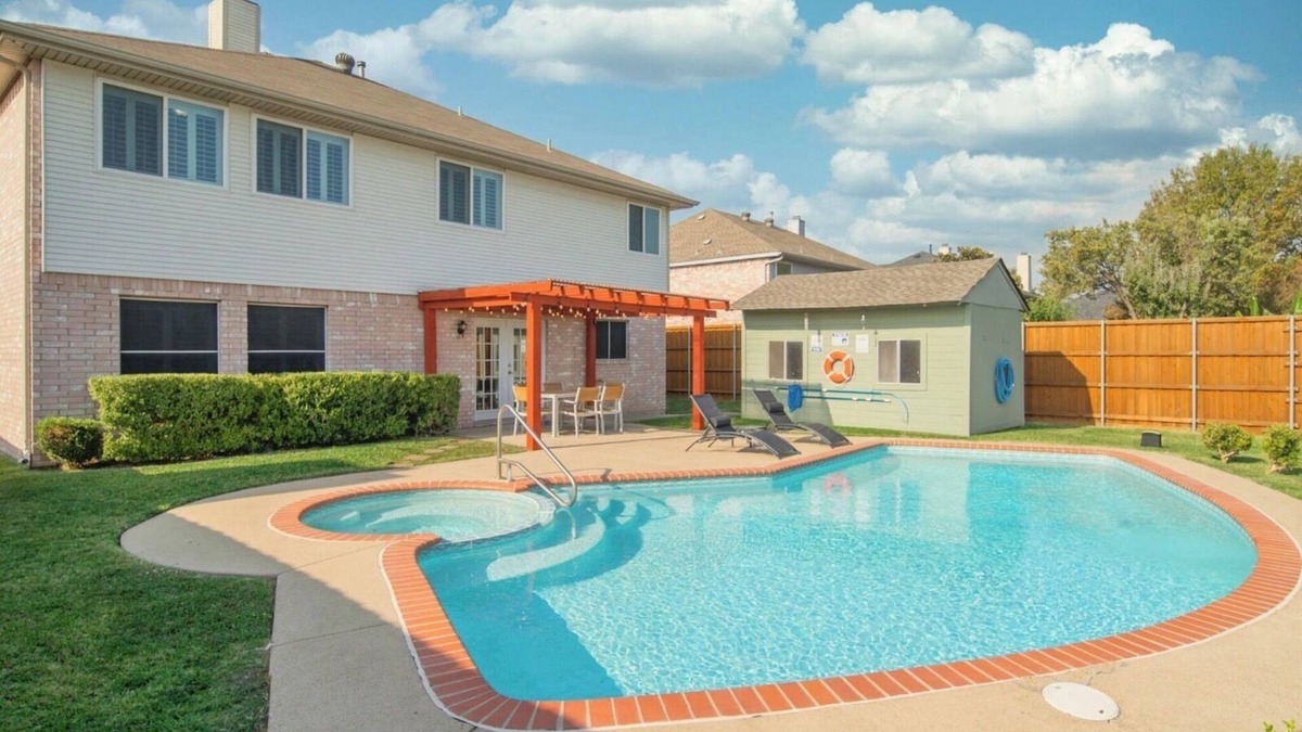 Rowlett House | Heated Pool and Hot tub in Rowlett Game Room Near Lakes