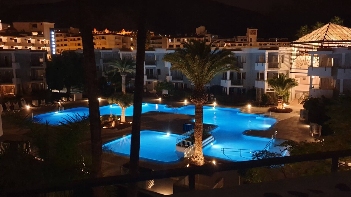 Los Cristianos Apartment | HG Tenerife Sur, Heated pool, Sun on balcony with Pool views