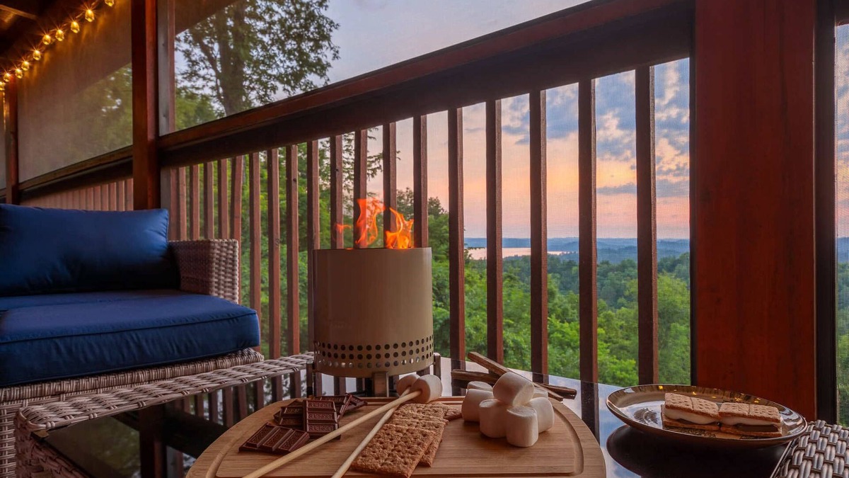 Sevierville Cabin | Hillside Haven l Mtn Lake Views+Pool & HotTub