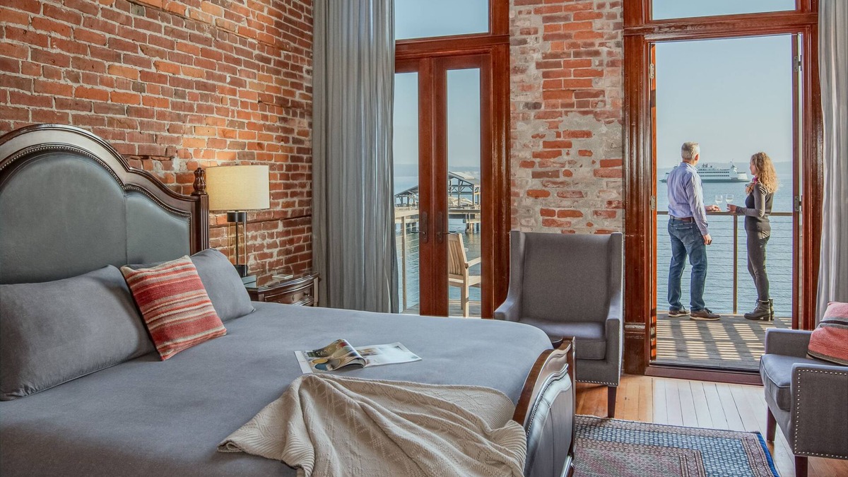 Port Townsend Apartment | Historic Water View Room overlooking The Bay with private balcony