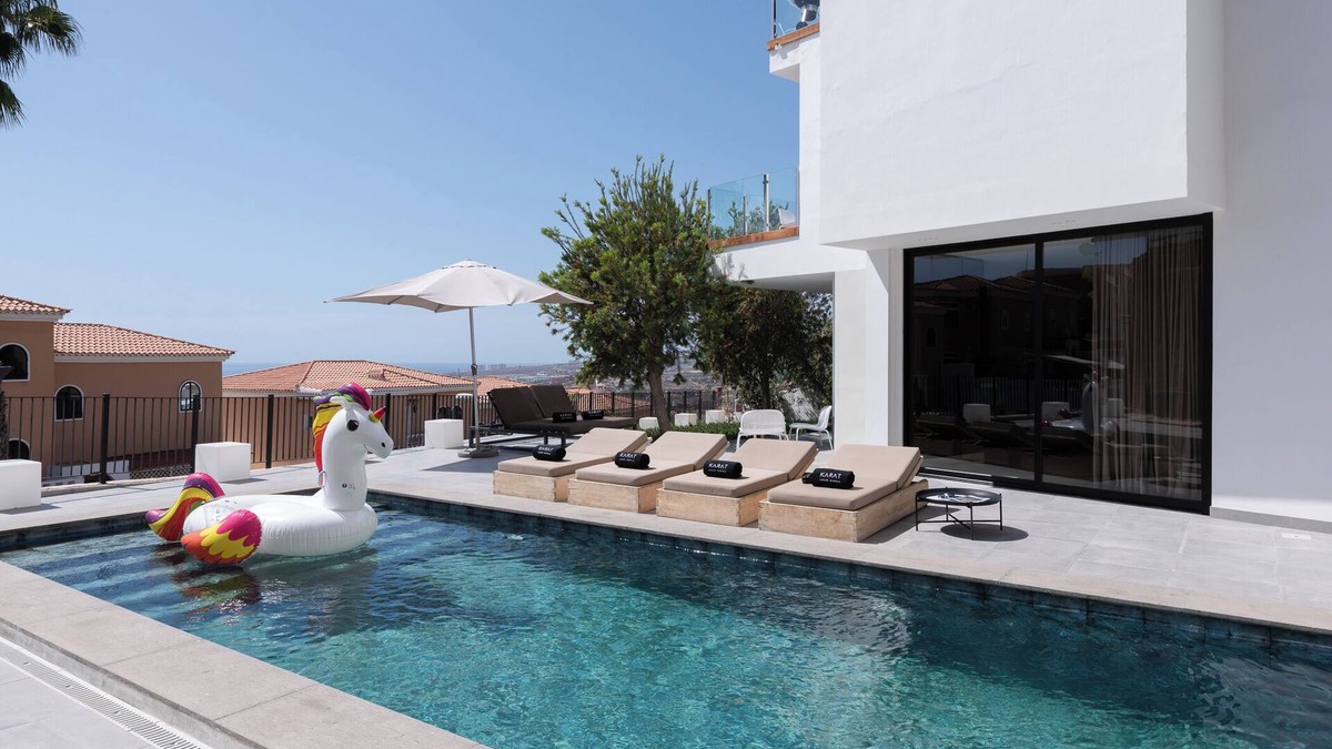 Costa Adeje Villa | Holiday Villa 'Karat Stone' with Sea Views, Wi-Fi and Air Conditioning