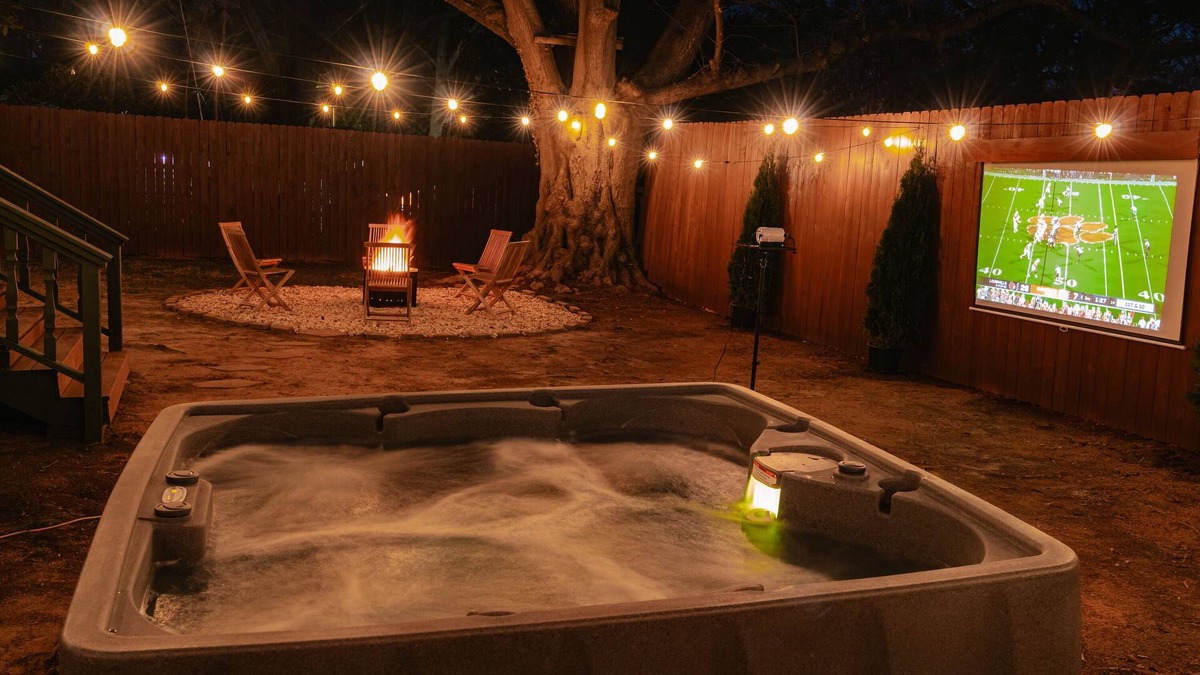 Wade Hampton House | Hot Tub & Designer Speakeasy 8 minutes Downtown GVL, Outdoor Theater, Piano