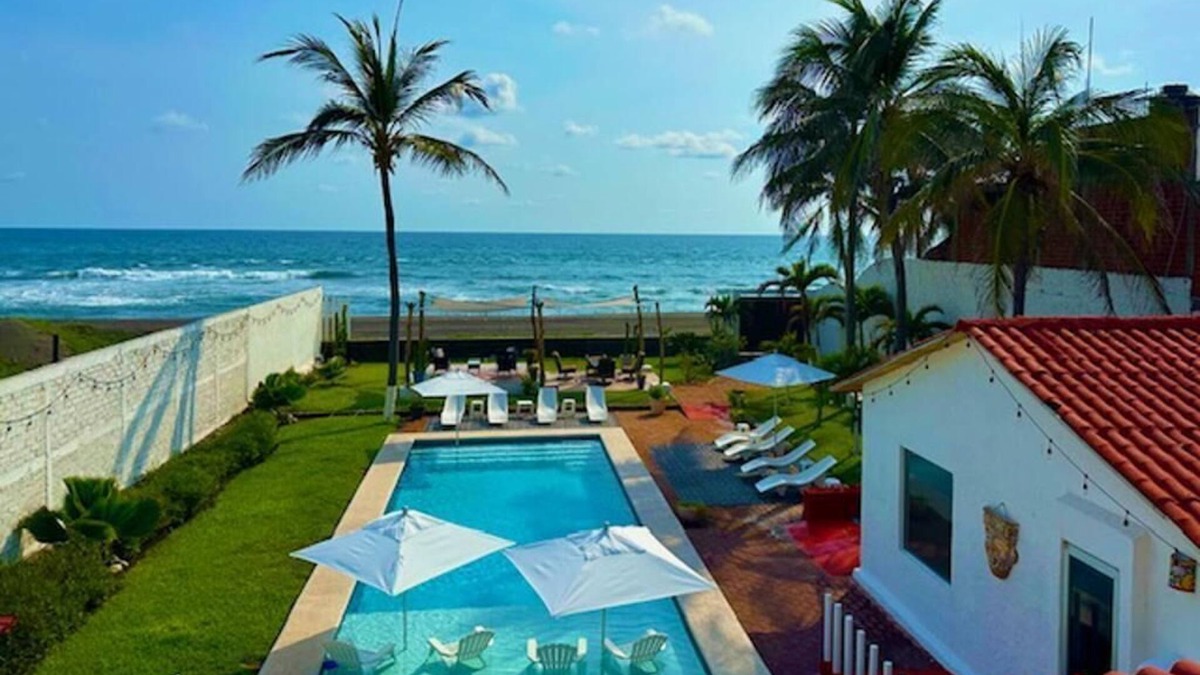 Cuyutlan House | HUGE BEACHFRONT GATED HACIENDA w/CASITA, POOL sleeps 18 VRBO Rated #1