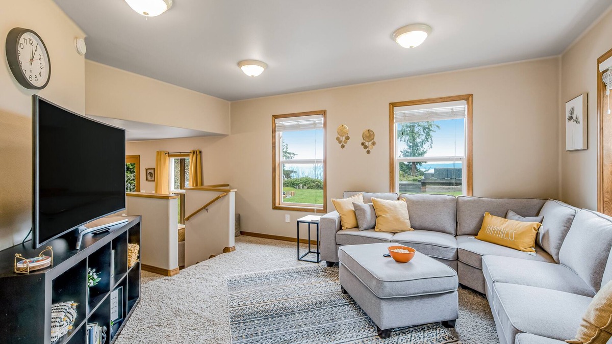 Camano Island House | Idyllic woodsy retreat with firepit, two kitchens, Port Susan views & woodstoves