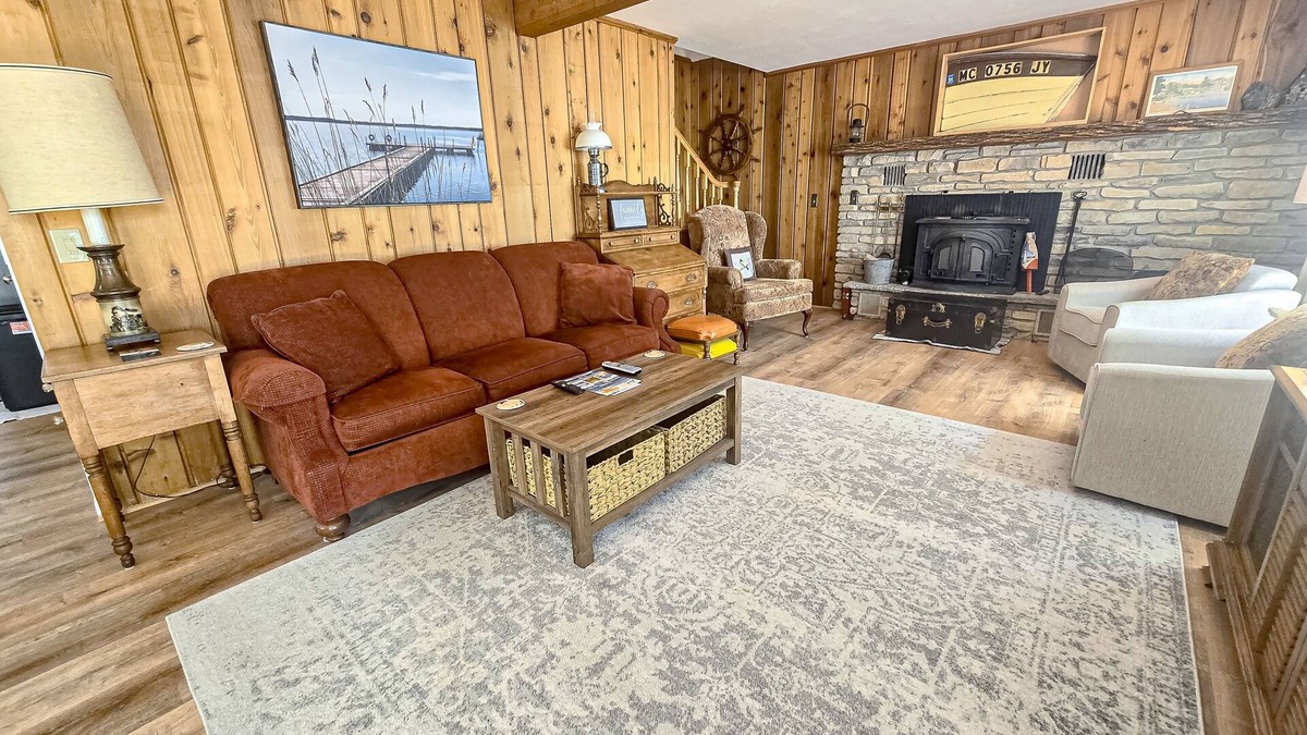 Indian River Cottage | Incredible lakefront house with cottages, dock, fire pit, decks, & amazing views