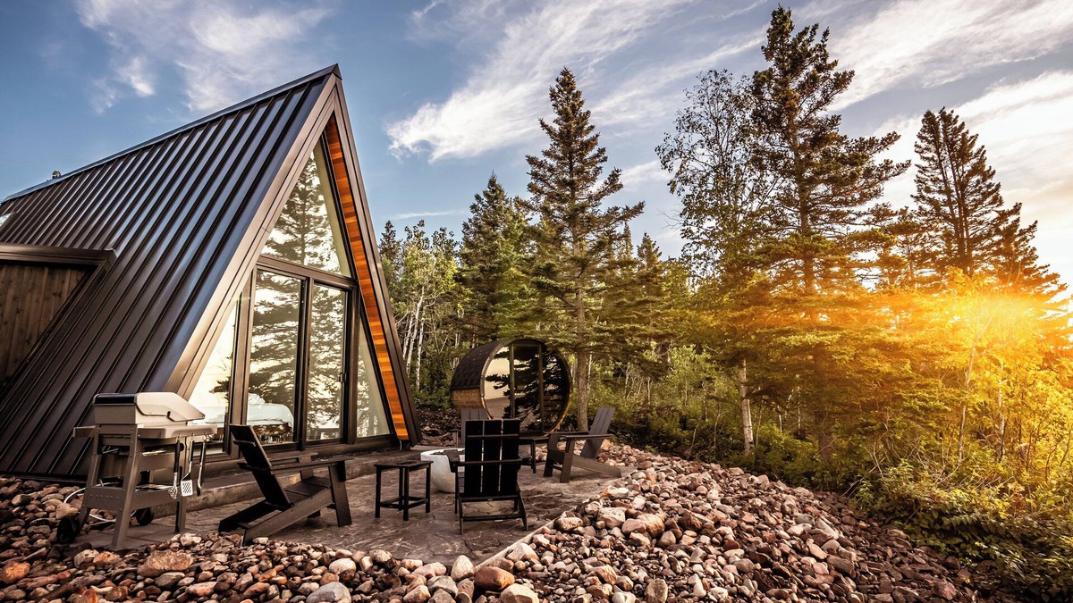 Tofte Cabin | Kalliot: Lakefront Tiny A-Frame w/Barrel Sauna + EV Charger
