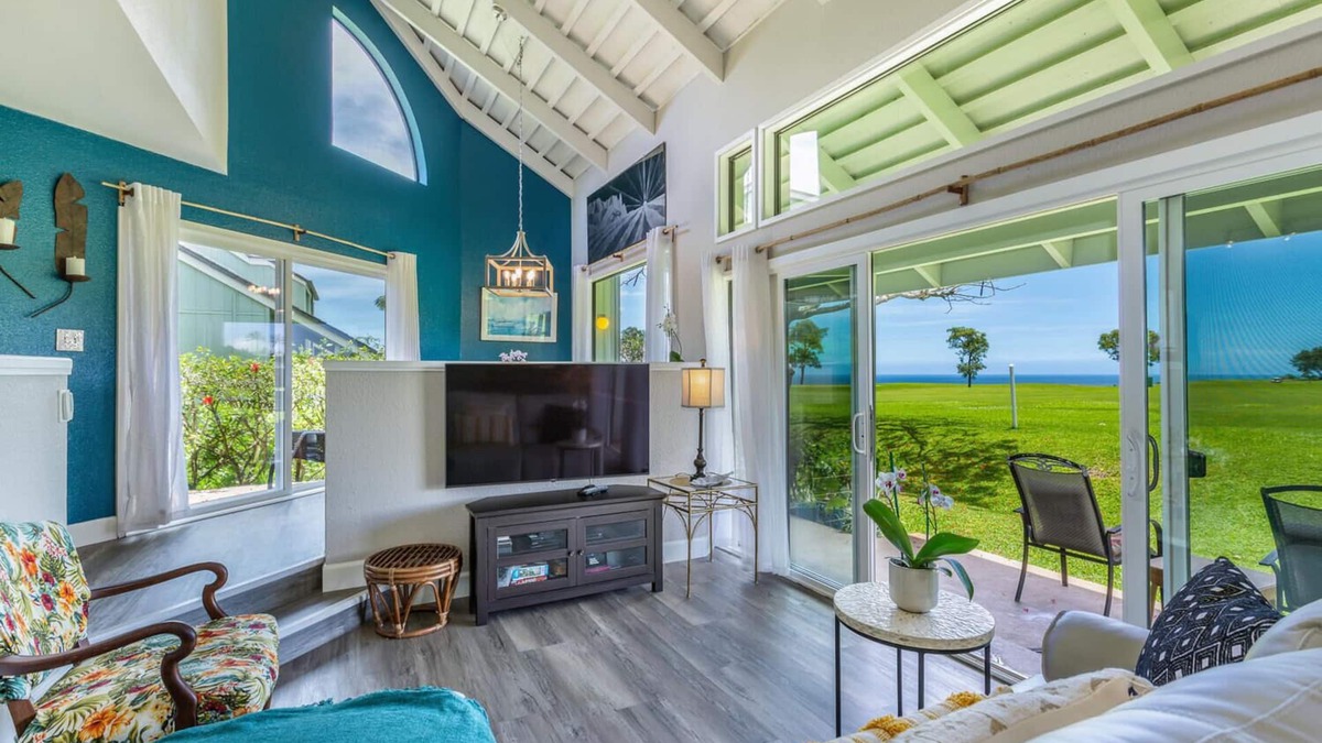 Princeville Condo | Kauai Sunrise, Rainbows, Ocean Views & 15th Fairway of Makai