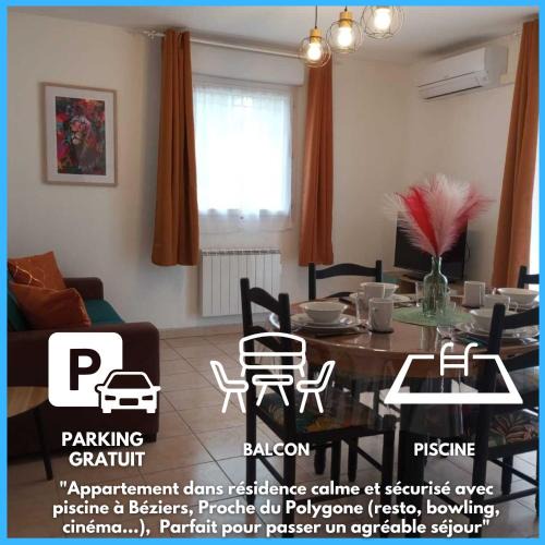Beziers Apartment | L'Étoile Biterroise - Appartement de Vacances avec Piscine et Parking gratuit à Béziers