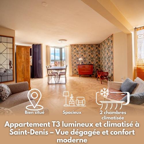 Saint-Denis Apartment | L'Anaxa, rénové, 2 chambres climatisées, centrale