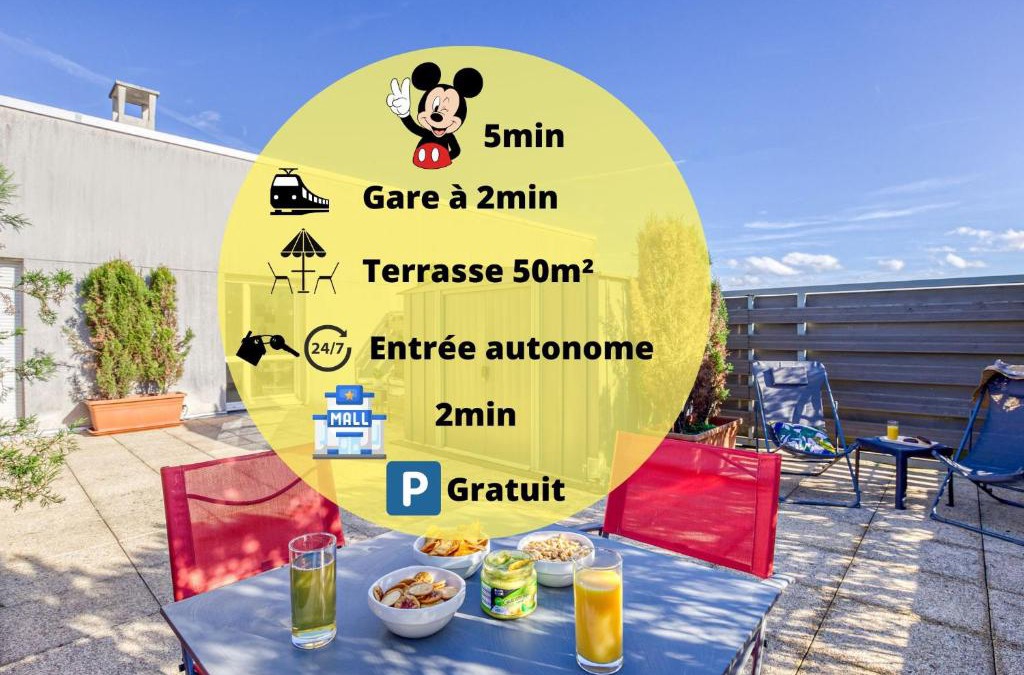Montevrain Apartment | La terrasse Disney/Gare/Centre à 3min parking free