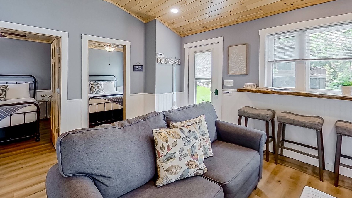 Lake George Cottage | Lake cabin with waterfront views, shared dock, private deck, grill, & kayaks
