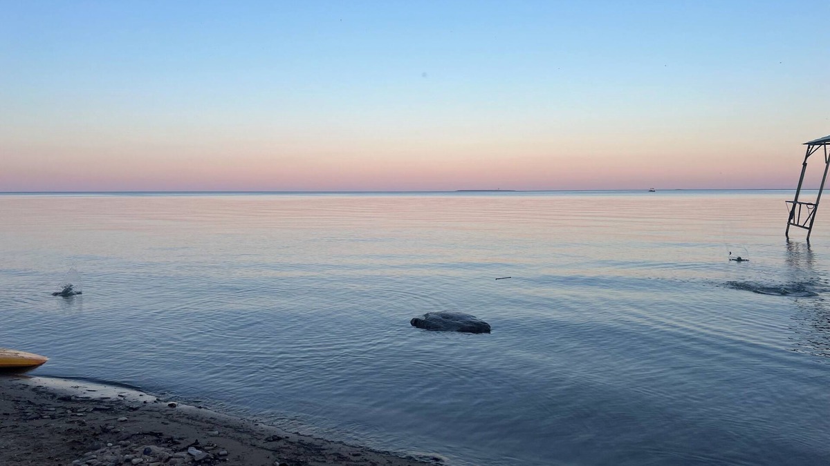 Au Gres House | Lake Huron view just a minute walk to private sandy beach.