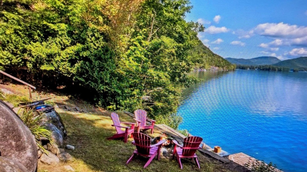 Brant Lake Cabin | Lake Lodge on Brant Lake with direct lakefront, dock access, and amazing views!