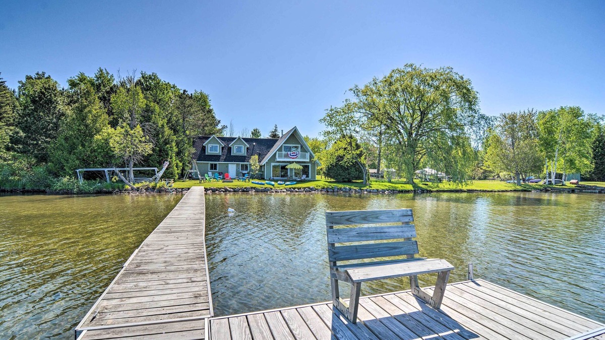 Bellaire House | Lakefront Bellaire Getaway w/Kayaks, Dock & Grill