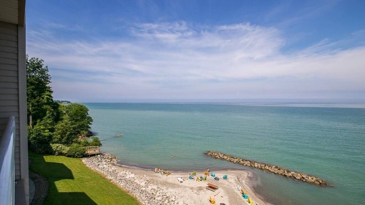 Geneva-on-the-Lake Condo | Lakefront Condo Sleeps 7-3br/2ba private beach/balcony/indoor pool specials-ask
