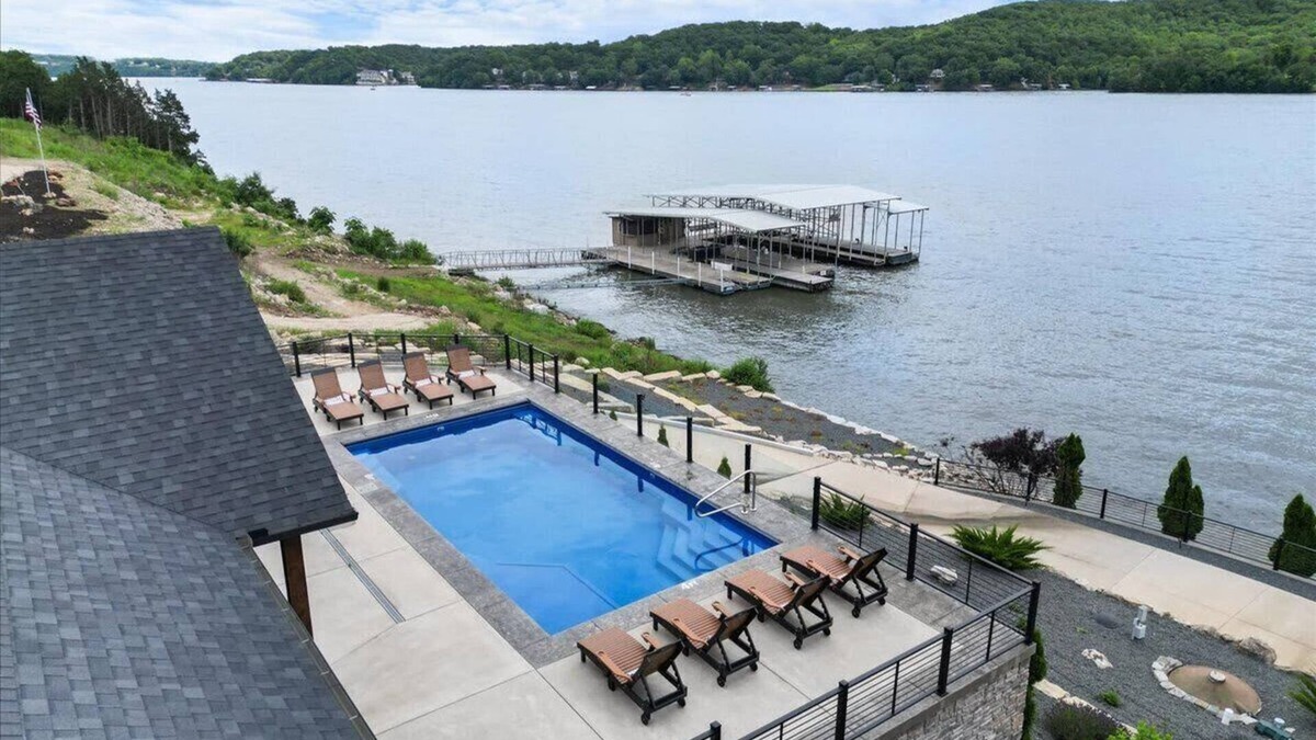 Sunrise Beach House | Lakefront Home with Private Pool and Dock! Close to the Cave with Huge Views!