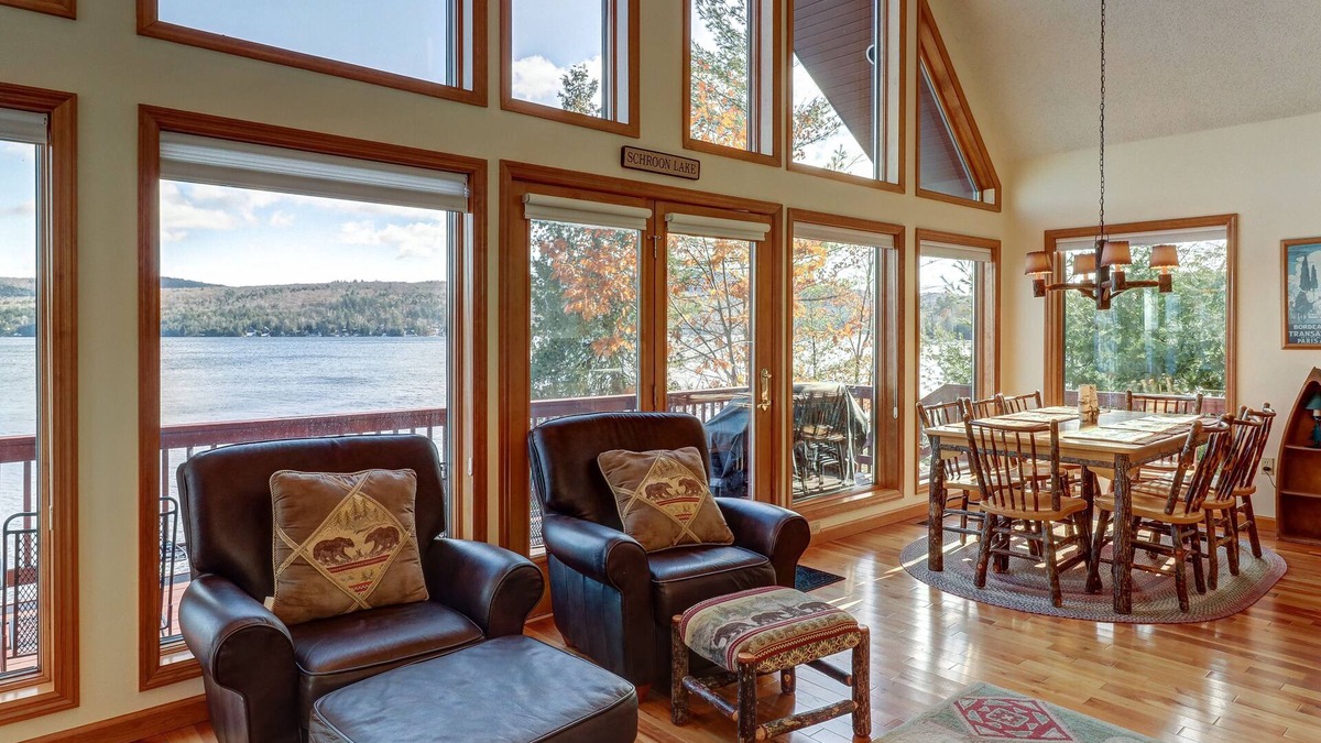 Schroon Lake House | Lakefront house with private dock & beach, rec room, great views