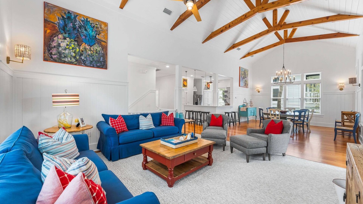 Cottage District House | Large Designer Home with Prime Watercolor Location near Tennis and Seaside Path