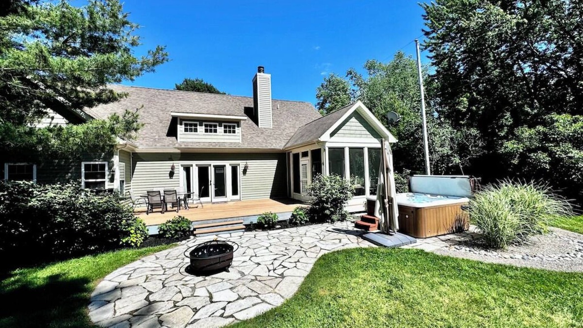 Glenn Haven Shores House | Large Family Home in South Haven - Private lake Access, Hot Tub, Sunroom & Patio