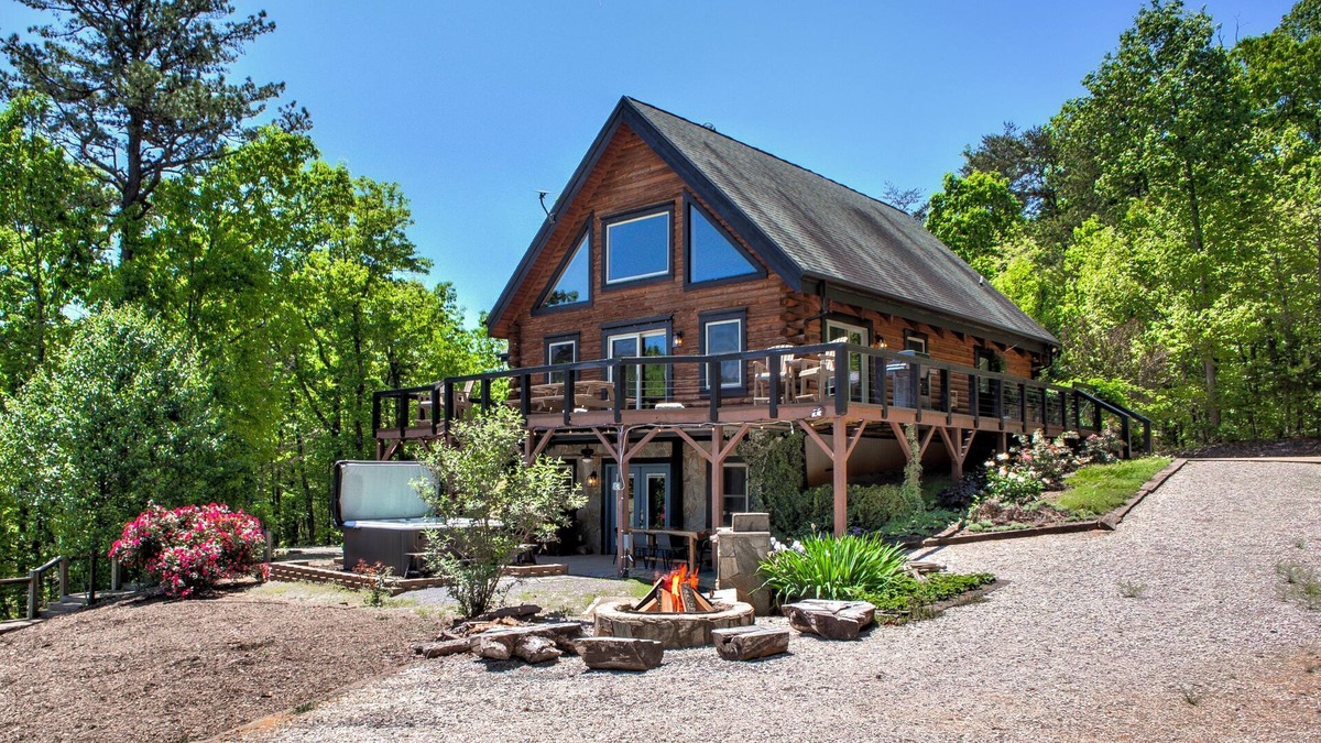 Marion House | Laughing Logs: Mountain Cabin with Hot Tub, Games, & Stunning Views