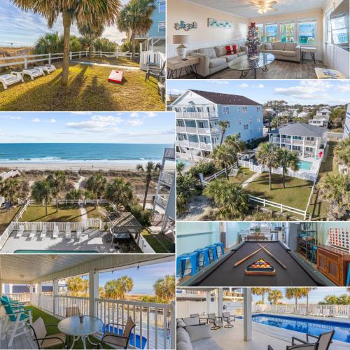 Crescent Beach House | Lavish Accessible, On Ocean, 4 King Beds, Huge Private Pool, Yard, Spa, Patio, BBQ, & Game Tables