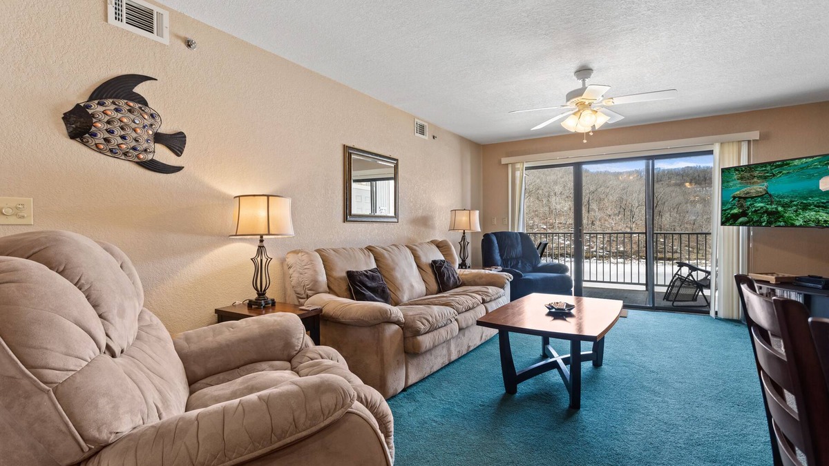 Osage Beach Condo | Lazy E-03 Relaxing view of cove and tree lined shores of the state park!