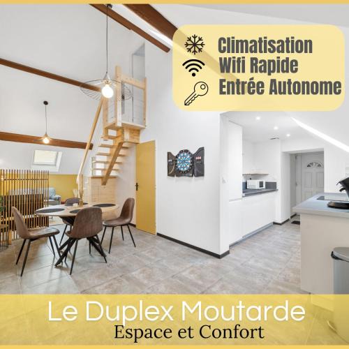 Chalon-sur-Saone Apartment | Le Duplex Moutarde, prox centre et Gare, 50m2, climatisation