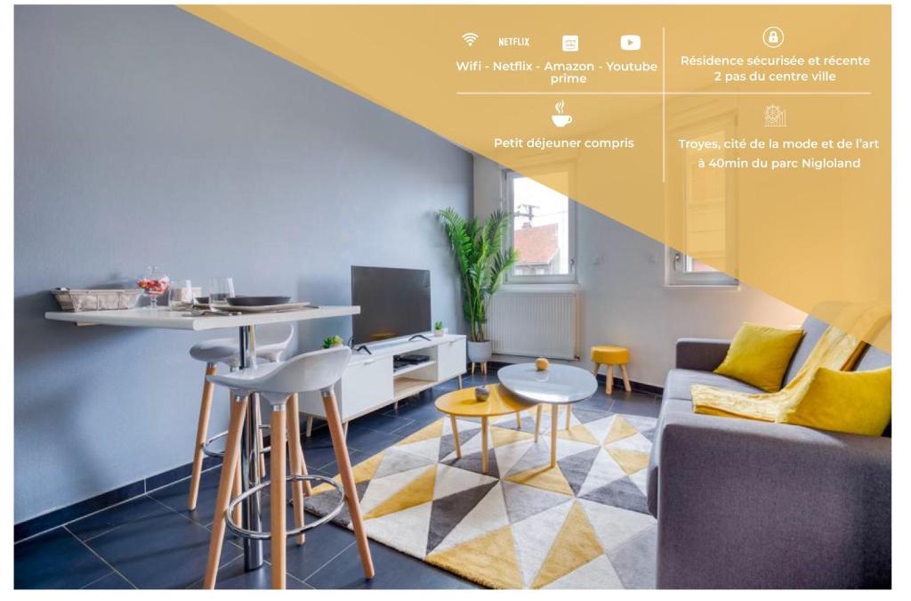 Troyes Apartment | Le Funky - 5' centre ville - Entrée autonome - Bein - Shopping - Wifi - Netflix - Nigloland
