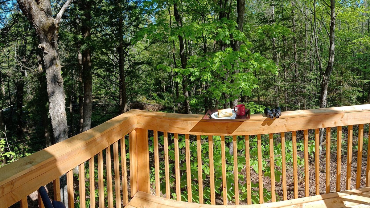Papineau Regional County Municipality House | Le petit cottage du grand boisé - with wood-fired outdoor spa.